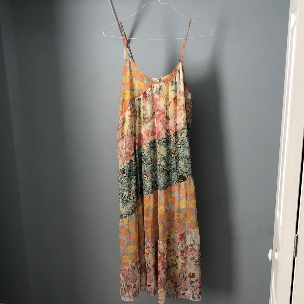 Mystree Multicolor Patchwork Midi Dress